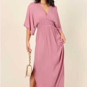 Una Shirred Waist Maxi Dress - Mauve